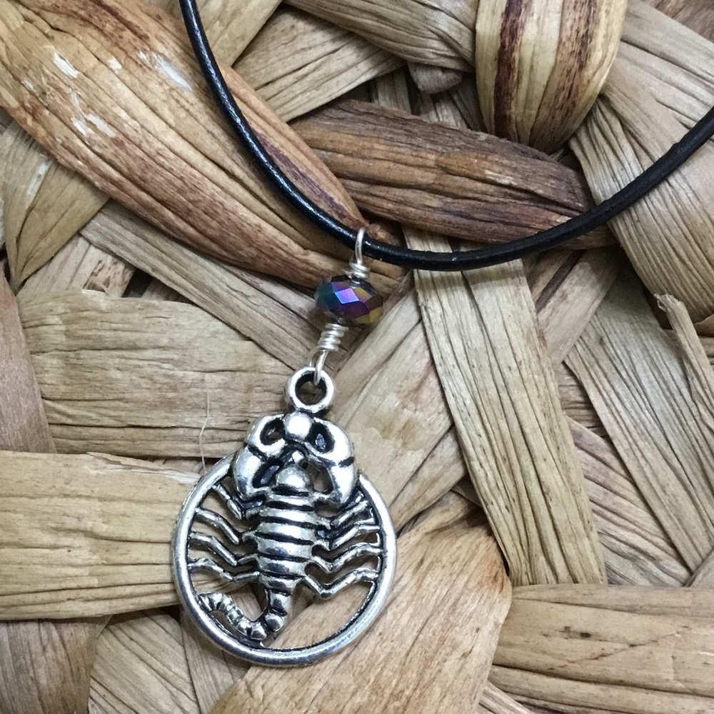 Handmade boho Scorpion leather cord necklace